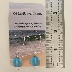 Blue Sea Glass and Bead Earrings